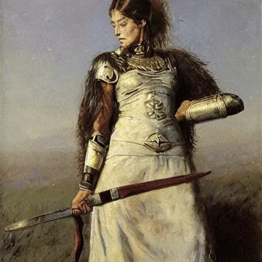 Image similar to female warrior by alfred stevens