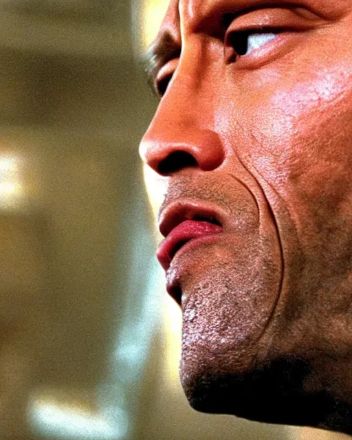 Image similar to film still close up shot of dwayne johnson in the movie 2 0 0 1 : a space odyssey. photographic, photography