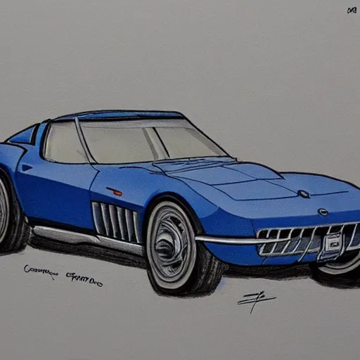 Image similar to detailed sketch, C2 Corvette