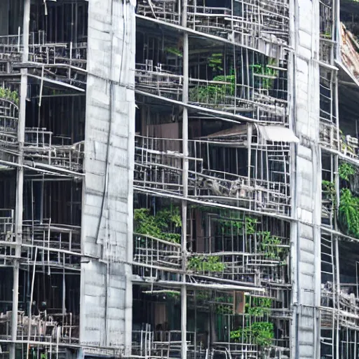 Image similar to dense buildings scaffolding in Taiwan; half built in the nature