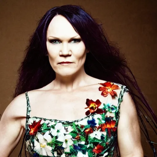 Image similar to tarja turunen from the band nightwish wear a flower dress