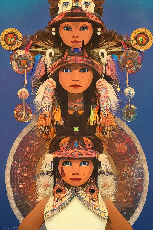 Prompt: A beautiful portrait of Hopi kachina dolls, symmetrical features, cinematic lighting, soft bokeh, fantasy, modern, colourful, highly detailed, digital painting, artstation, deviantart, concept art, sharp focus, illustration, by alphonse mucha