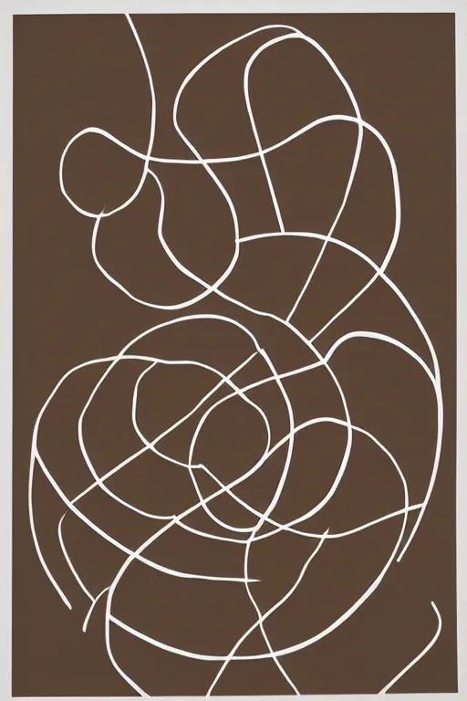 Prompt: minimalist organic circular shape paper cut flat collage with scribble ink line and negative space in the style of Matisse in muted sepia Colors on crisp white copy paper with negative space , ultra-hd , modern art style, renderman