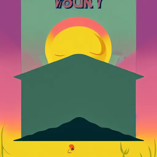 Prompt: early bird catches the worm, sunrise, illustrartive art by Tom Whalen,