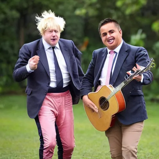 Image similar to Boris Johnson and Mexican mariachi dancing together