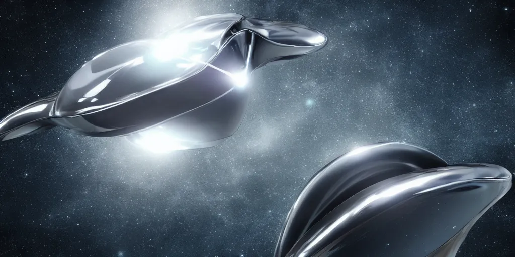 Prompt: chrome blob flying through space futuristic hyperspeed photorealistic render unreal ultrawide