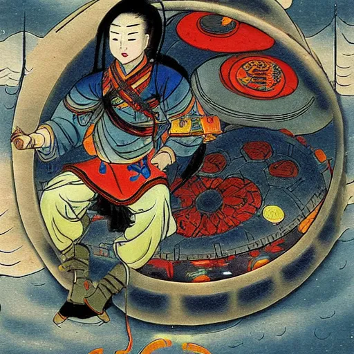 Image similar to bao qing tian in a spaceship