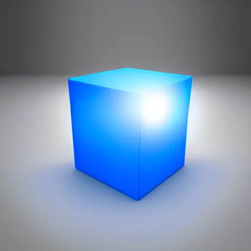 Image similar to single blue cube, studio light, octane render