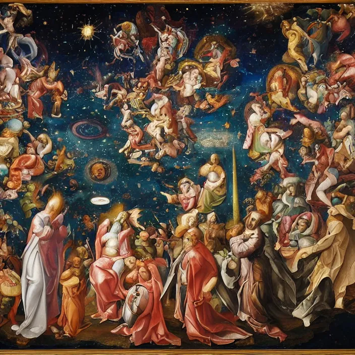 Prompt: the cosmic event at which the unity and the trinity ruptured, creating the false christian god, 16th century painting, unreal engine