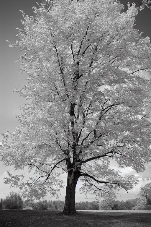 Prompt: maple tree old photo, back and white, detailed, wide shot