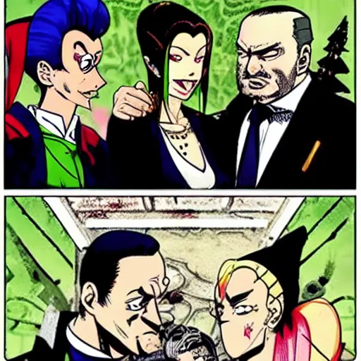 Image similar to Silvio Berlusconi, Salvini and Giorgia Meloni in Jojo bizarre adventures