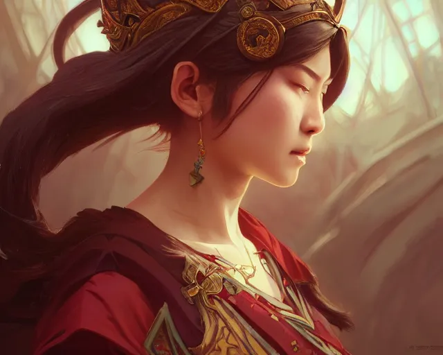 Image similar to photography of kawanabe kya? sai, deep focus, d & d, fantasy, intricate, elegant, highly detailed, digital painting, artstation, concept art, matte, sharp focus, illustration, hearthstone, art by artgerm and greg rutkowski and alphonse mucha