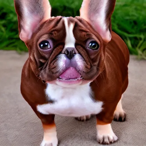 Image similar to red fawn hair french bulldog in pixar style ultra detail photo