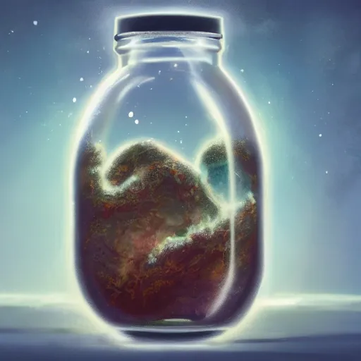 Prompt: earth in a bottled jar, concept art, digital painting, 8 k wallpaper, artstation