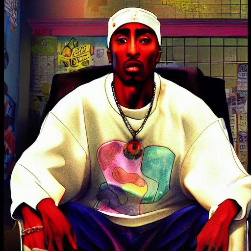 Image similar to Tupac Shakur, screenshot from a 2012s anime, anime