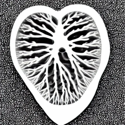Image similar to x - ray of bio engineered heart carved out of ivory, canon 5 d 5 0 mm lens