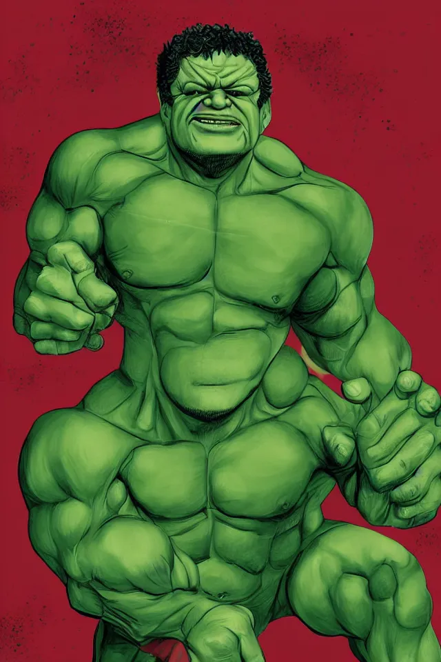Image similar to a digital painting of president lula as the hulk