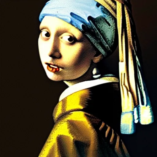 Image similar to trump with pearl earring, art by vermeer,