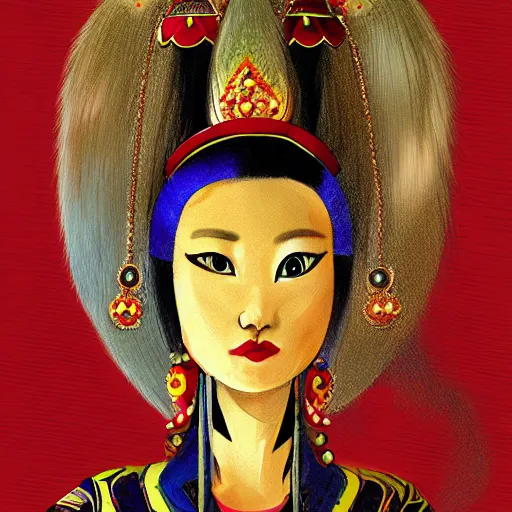 Prompt: mongolian queen genepil, concept art