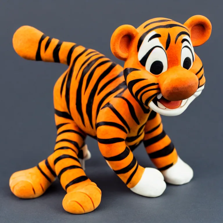 Image similar to disney tigger figurine, 1 9 6 0 s, realistic, dslr photo, product shot