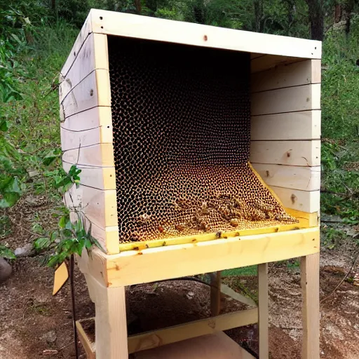 Image similar to bed inside a bee hive chamber