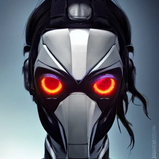 Prompt: a female transformer with a septum ring, glowing eyes, very symmetrical face, highly detailed, widow maker, by vitaly bulgarov, by yoji shinkawa, by joss nizzi, by ben procter, by steve jung, metal gear solid, transformers cinematic universe, pinterest, artstation, unreal engine