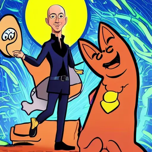 Image similar to jeff bezos as a scooby doo villain, cartoon