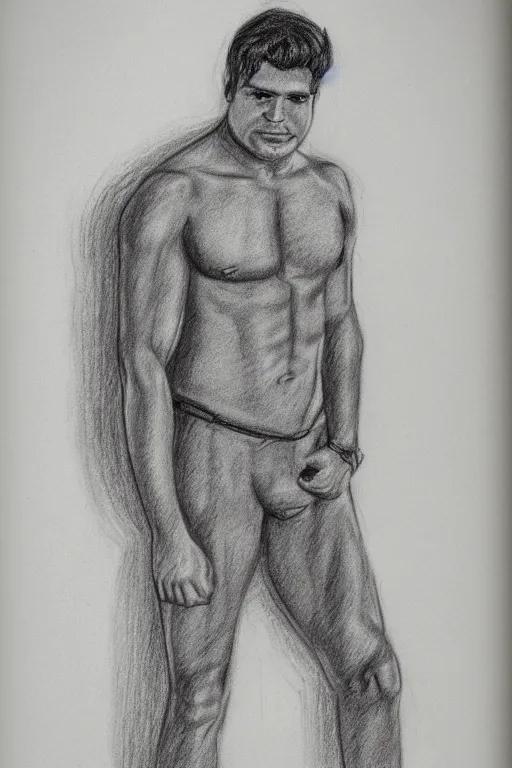 Image similar to notebook full body pencil drawing of a man, full body