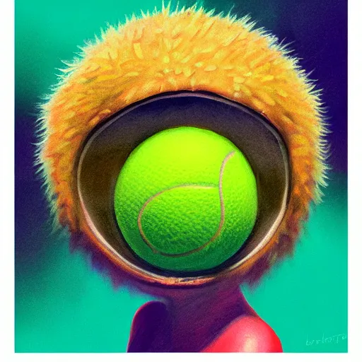 Image similar to portrait, tennis ball monster, chalk, colorful, digital art, fantasy, magic, trending on artstation, ultra detailed, professional illustration by Basil Gogos