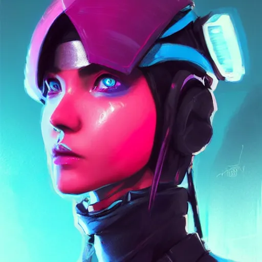 Image similar to stylized ninja - cyberpunk girl, wearing techwear and armor, in the colors hot pink and cyan, beautiful realistic face, highly detailed, digital painting, artstation, concept art, smooth, sharp focus, illustration, art by artgerm, by greg rutkowski, by jeremy mann, by francoise nielly, oil painting