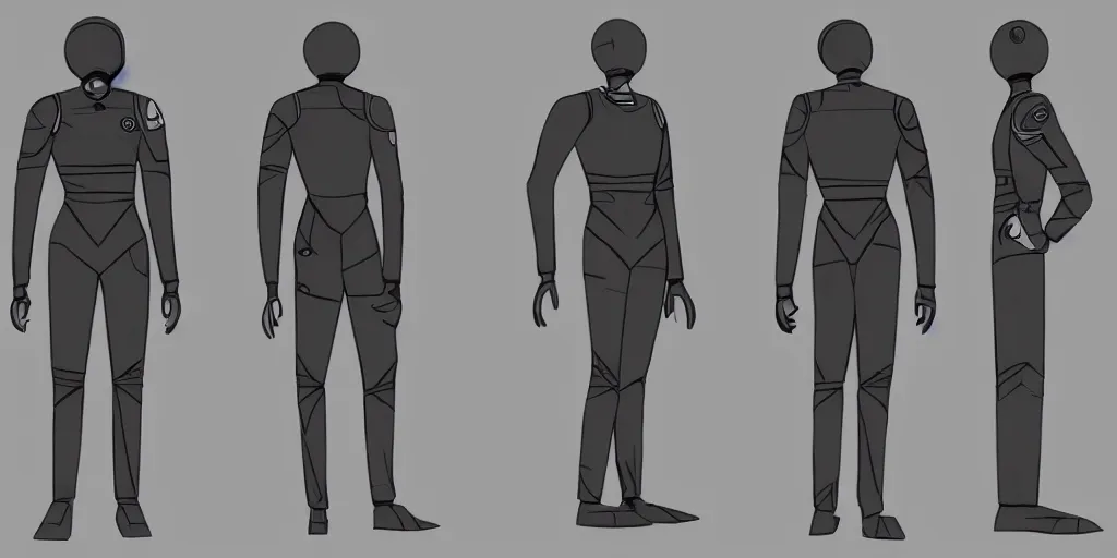 Image similar to male, elongated figure, space suit, concept art sketch, large shoulders, short torso, long thin legs, tiny feet, character sheet, very stylized, concept design