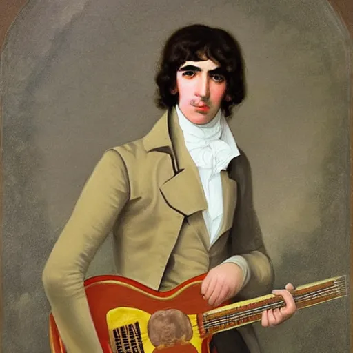 Prompt: regency era painting of a young george harrison in the style of leighton