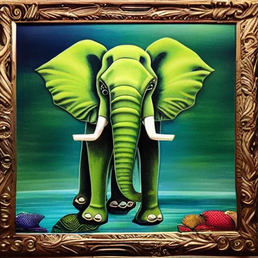 Image similar to green elephant super detailed nft art