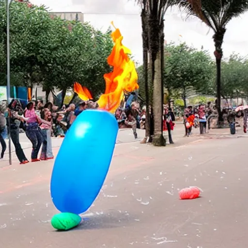 Image similar to inflatable bubble of chewing gum on fire