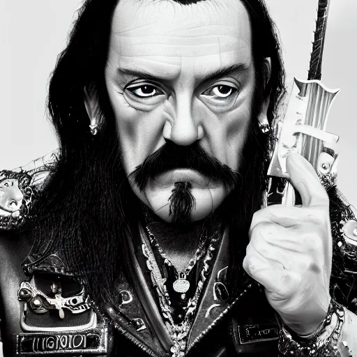 Prompt: lemmy kilmister as an angel, realistic, 8k resolution, hyperdetailed, highly detailed, real life, studio lighting, high quality, dramatic shot,