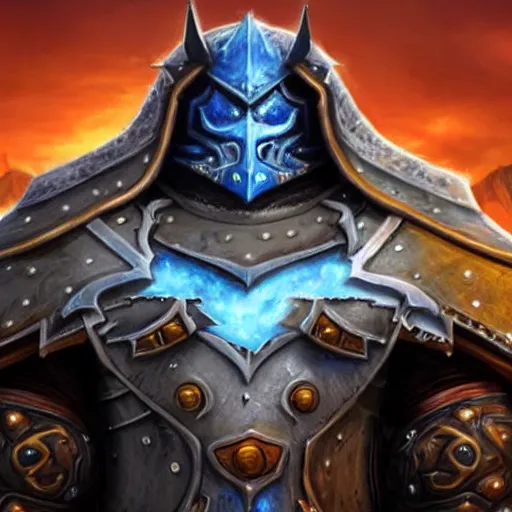 Image similar to big chin gigachad wearing lich king armor