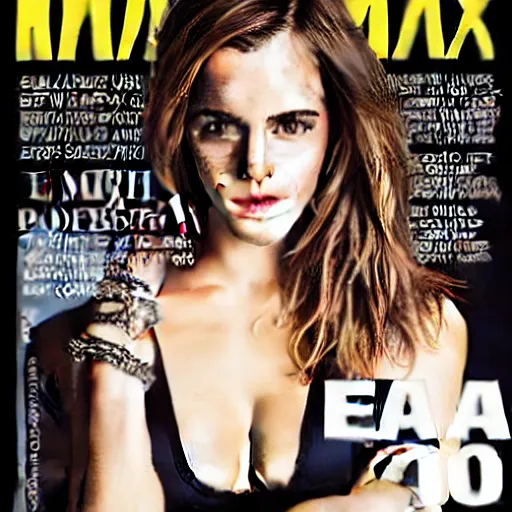 Prompt: emma watson on the cover of maxim magazine.