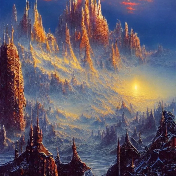 Prompt: kingdom of hyperborea, digital art, hd, by bruce pennington