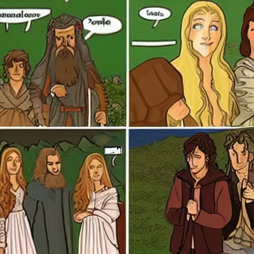 Image similar to lord of the rings version of the tv show friends