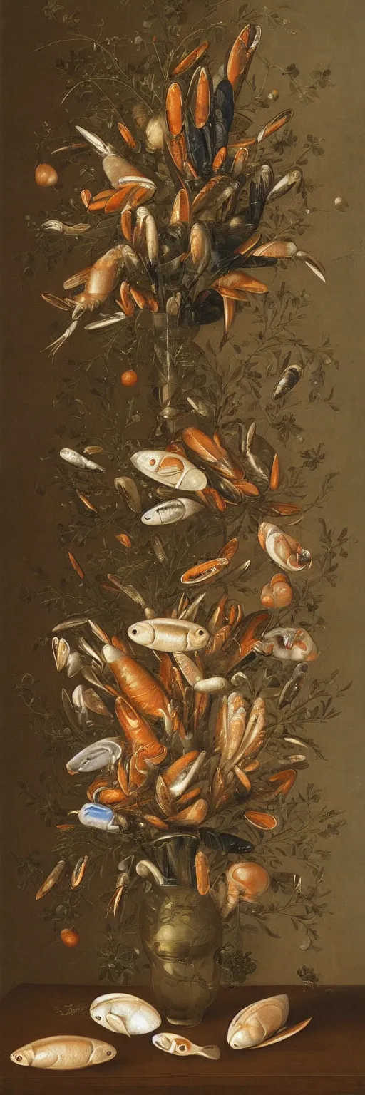 Image similar to A vase of seafood by Balthasar van der Ast