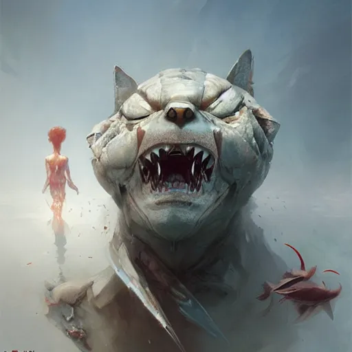 Image similar to cat-shark, smooth, artstation, digital illustration by Ruan Jia and Mandy Jurgens and Artgerm and Wayne Barlowe and Greg Rutkowski and Zdislav Beksinski