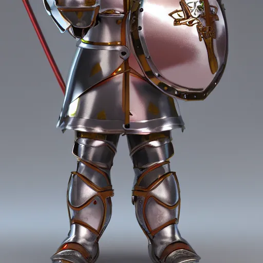 Image similar to cute fumo plush of a knight of a royal legion, knight armor, anime girl, matcap metal reflection, vray