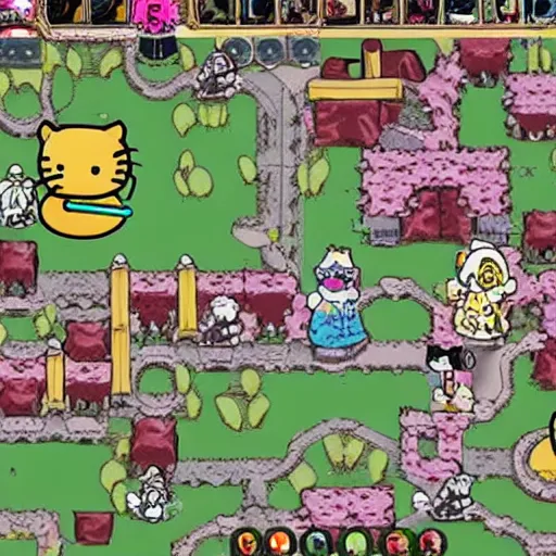 Image similar to a hello kitty action role playing game based on the game path of exile