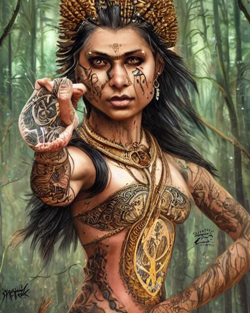 DesignArt American Indian Warrior Tattoo Sketch On Metal Print | Wayfair