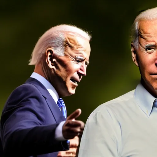 Image similar to Joe Biden glowing eyes with Shotgun