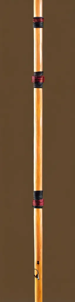 Image similar to picture of a single wooden long straight thin ninja fighting staff with oriental ornaments, weapon, highlight, vertical, centred, highly symmetric, sci - fi, fantasy, japan, dnd, close shot, bright uniform background, award winning, 8 k