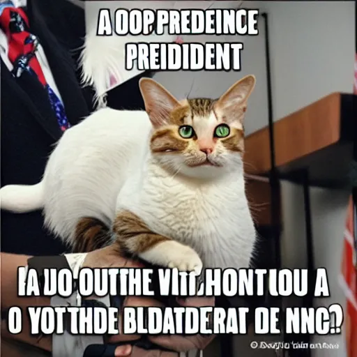 Prompt: a cat as president