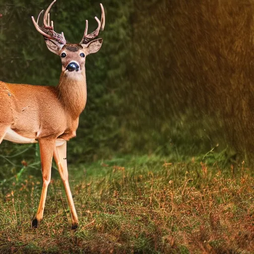 Prompt: photograph of a deer that has feathers instead of fur, in nature, 4K, highly detailed, photo realistic