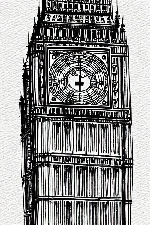 Prompt: minimalist watercolor art of big ben, illustration, vector art