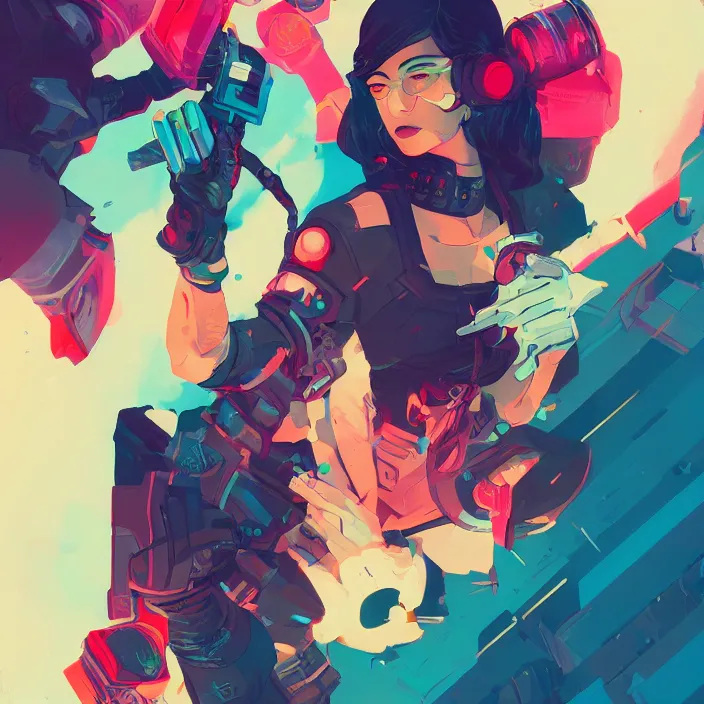 Image similar to a colorful comic noir illustration painting of a cyberpunk girl by sachin teng and sam yang!! and artgerm!! and lois van baarle and ross tran!!. in style of digital art, symmetry, sci fi, hyper detailed. octane render. trending on artstation